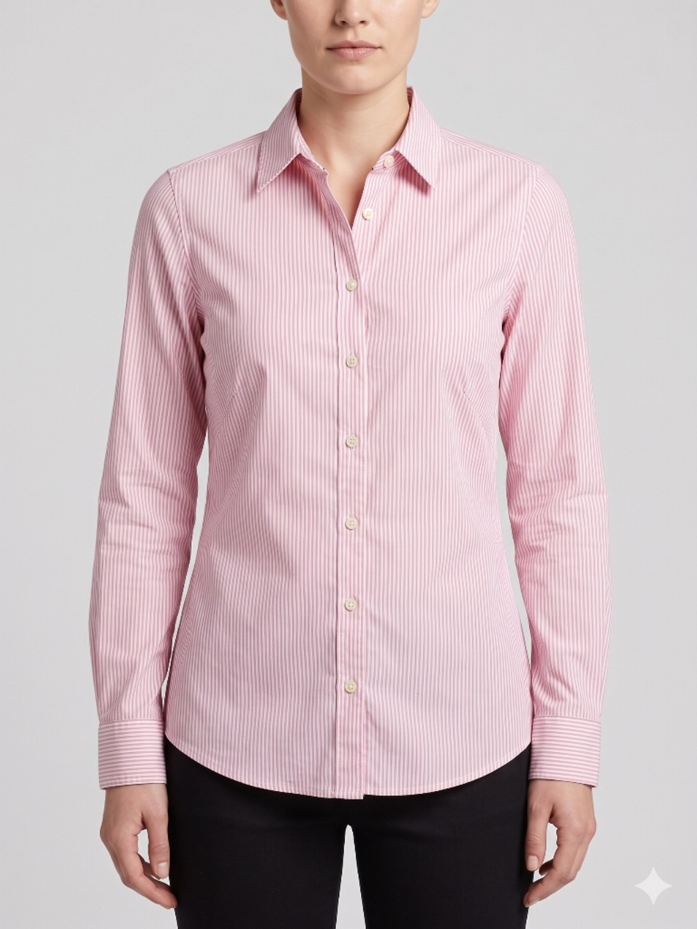 Banana Republic Size 8 Pink Striped Non-Iron Stretch Button Down Blouse Shirt